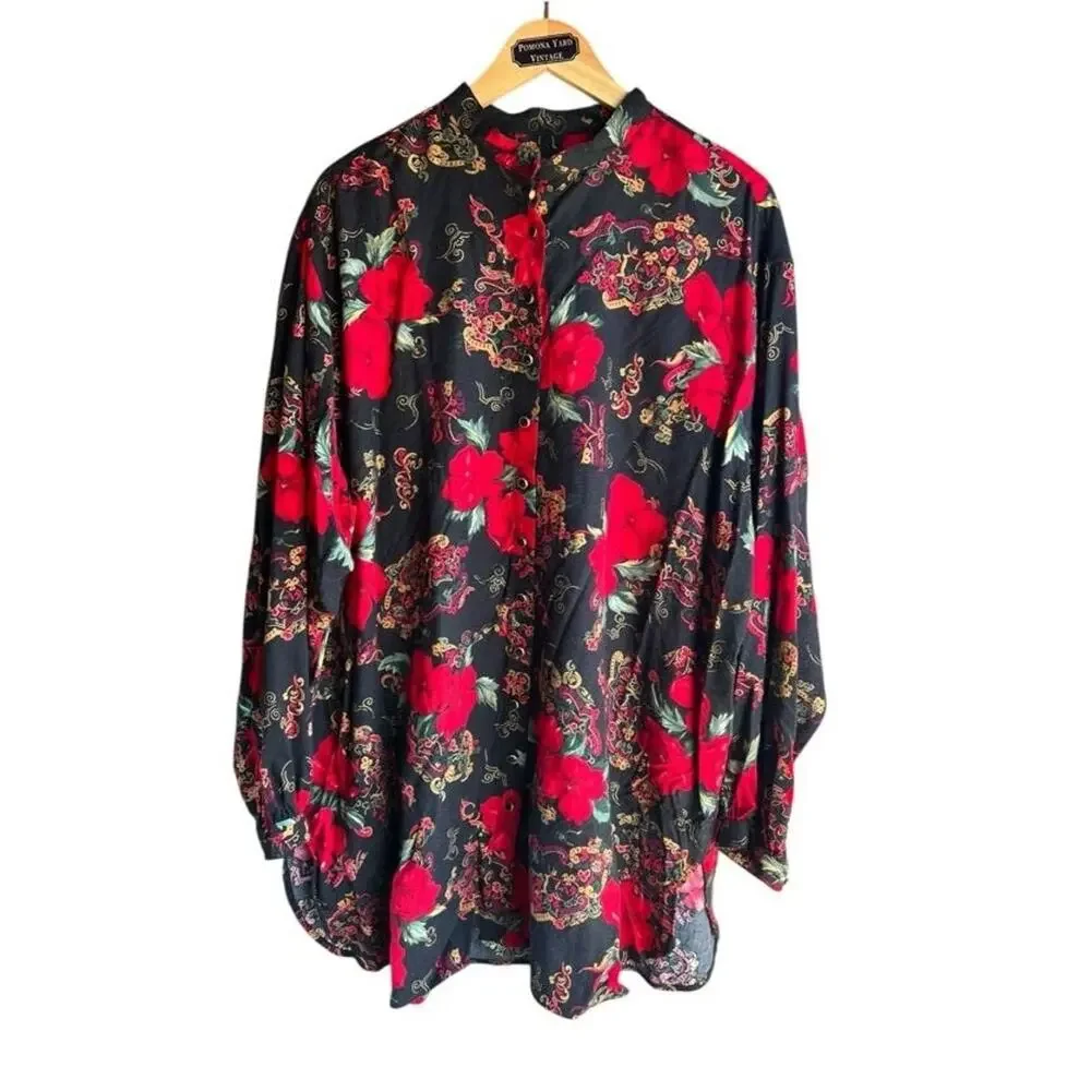 Katy D. Kathryn Deene Women's Vintage 80s Blouse Hawaiian Long Sleeve Size 18/20 - Picture 5 of 5